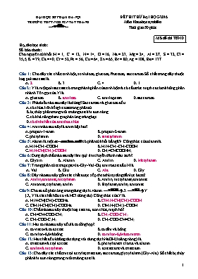 Đề thi thử Đại học môn Hóa học năm 2016 - Mã đề thi 78910 - Trường THPT Nguyễn Tất Thành (Có đáp án)